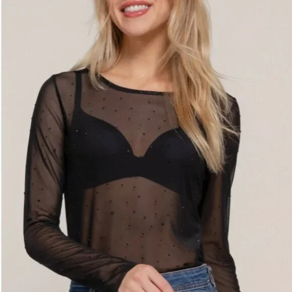 CLEAR OUT!!! Sheer Rhinestone Top - Picture 5 of 7
